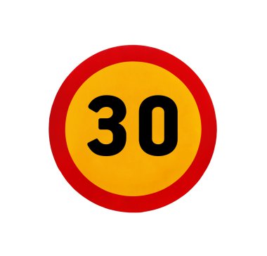 Sarı yuvarlak hız sınırı 30 yol işareti