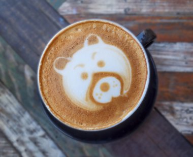 Latte sanat ayı ahşap tablo