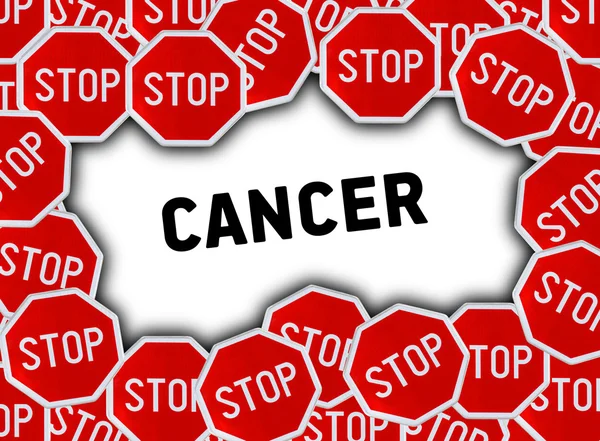 Detener signo y palabra cáncer — Foto de Stock