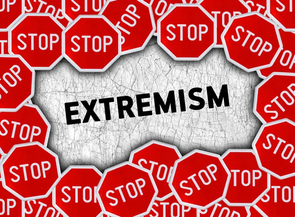 Stop jel és a szélsőségesség szó — Stock Fotó