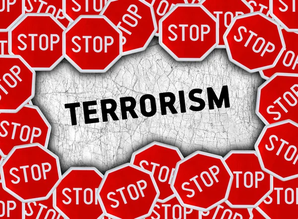 «Στοπ» και η λέξη τρομοκρατία — Φωτογραφία Αρχείου