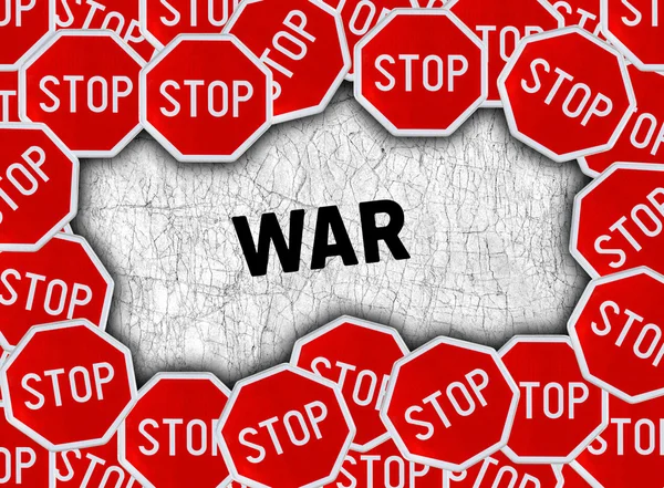 «Στοπ» και την λέξη πόλεμος — Φωτογραφία Αρχείου