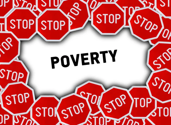 «Στοπ» και η λέξη φτώχεια — Φωτογραφία Αρχείου