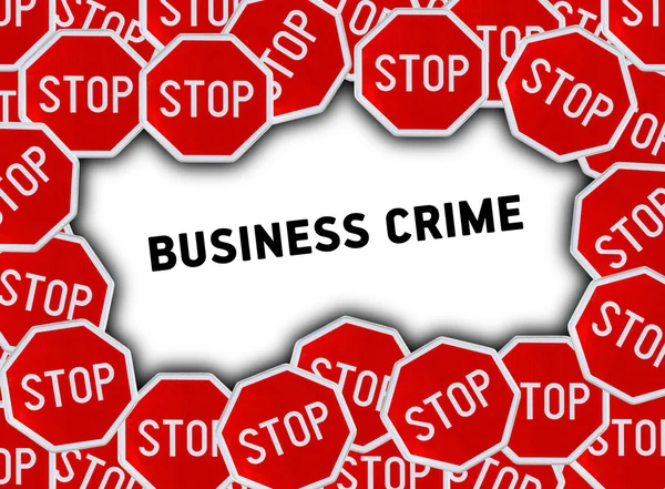 Стоп-сигнал и слово бизнес-преступление — стоковое фото