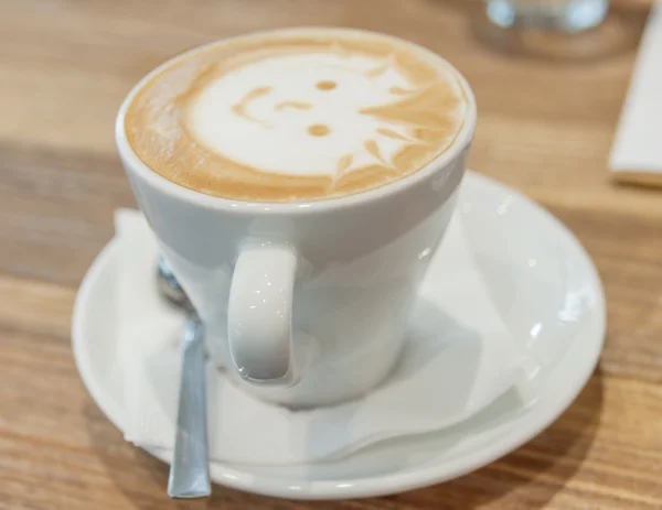 Cup of freshly made espresso in cafe shop — Stock Photo, Image