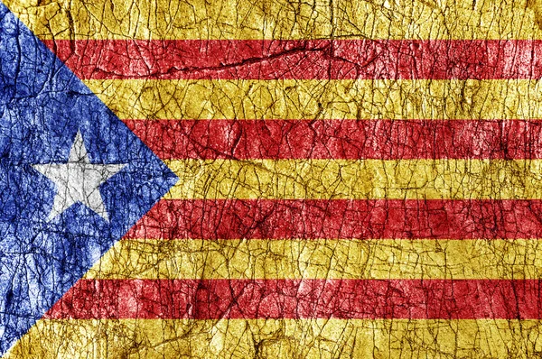 Rencor piedra pintada bandera de Cataluña — Foto de Stock