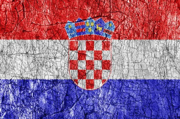 Rencor piedra pintada bandera de Croacia — Foto de Stock