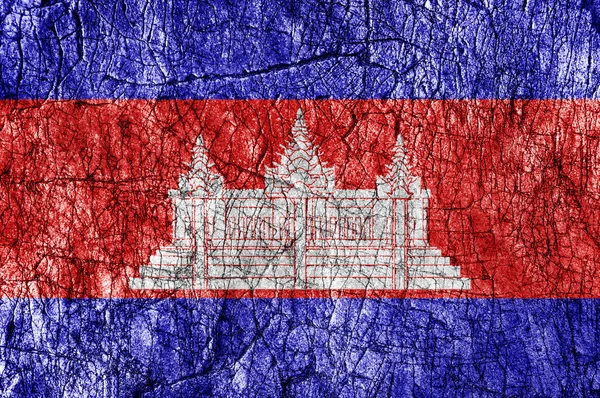 Rencor piedra pintada bandera de Camboya — Foto de Stock