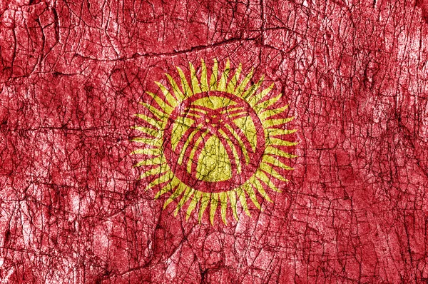 Grudge stone painted Kyrgyzstan flag — Stock Photo, Image