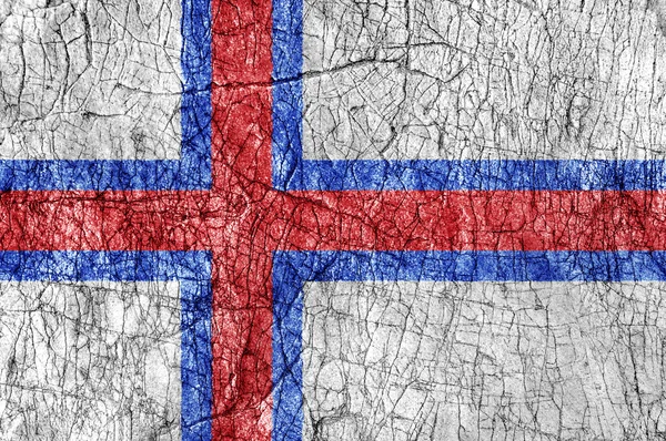 Grudge sten målade Färöarna flagga — Stockfoto