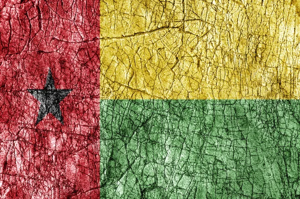 Groll Stein bemalte Guinea-Bissau-Flagge — Stockfoto