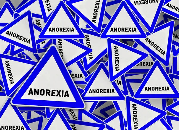 Wiele anoreksja trójkąt znak drogowy — Zdjęcie stockowe