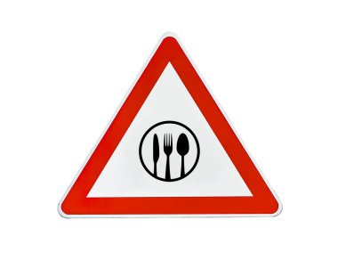 Üçgen yol işareti Restoran dikkat