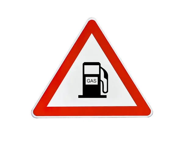 Triangle road sign gas pump — Stock Photo, Image