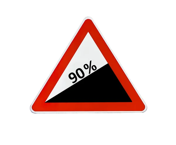 Driehoek weg teken gevaarlijke afdaling — Stockfoto