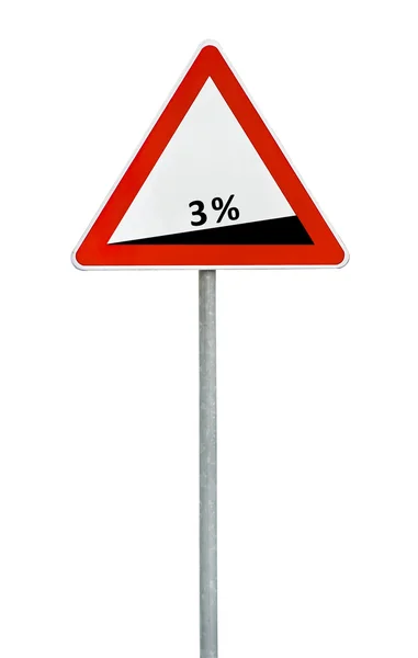 Dreieck Verkehrszeichen gefährliche Abfahrt an Stange — Stockfoto