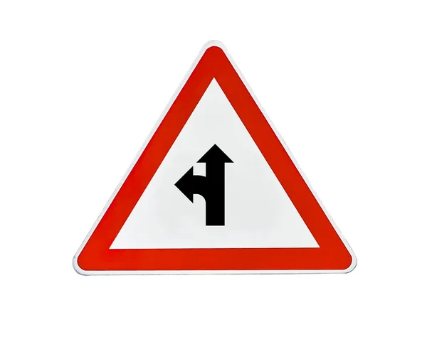 Triangle road sign the left direction — Stock Photo, Image