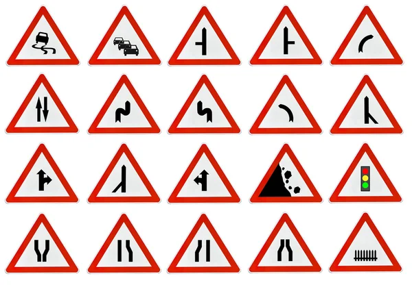 Una gran cantidad de señal de carretera triángulo —  Fotos de Stock