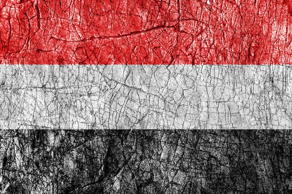 Groll Stein bemalte Yemen-Flagge — Stockfoto