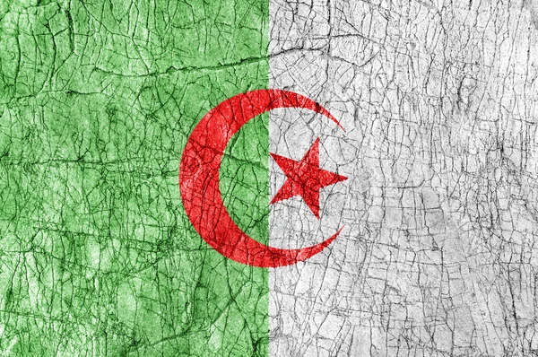 Pierre grunge peinte drapeau Algérie — Photo