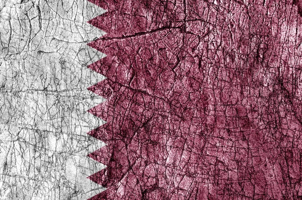 Grudge stone painted Qatar flag — Stock Photo, Image