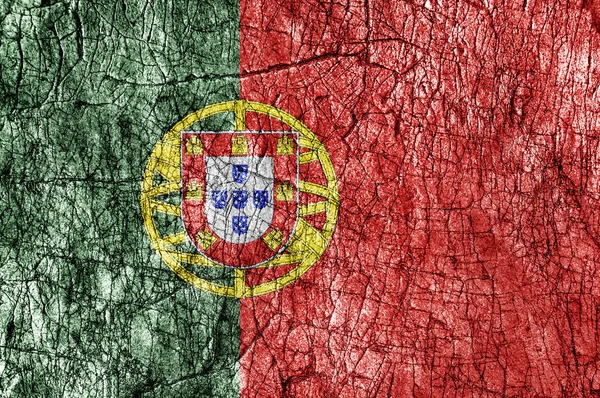 Groll Stein bemalte portugiesische Flagge — Stockfoto