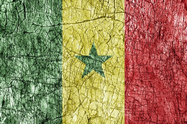 Grudge sten målade Senegals flagga — Stockfoto