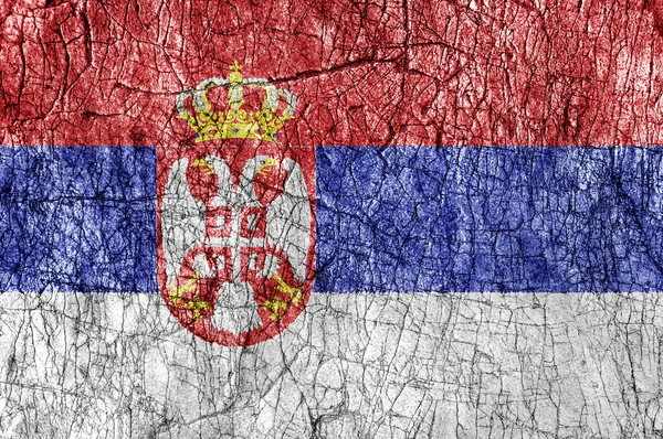 Rencor piedra pintada bandera de Serbia — Foto de Stock