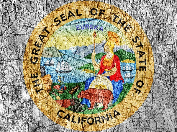 Wrok steen geschilderd ons California seal vlag — Stockfoto