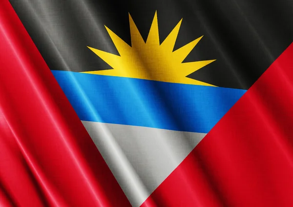 安提瓜巴布达那飘扬的旗帜关闭 — 图库照片