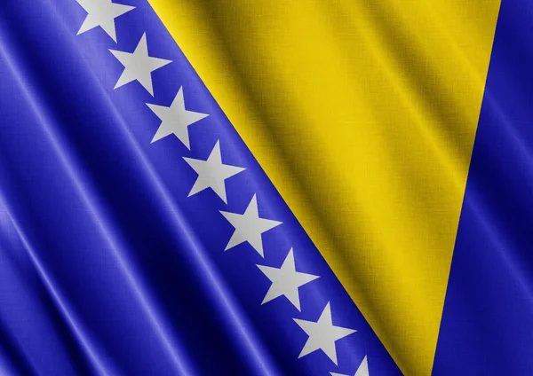 Bosnia y Herzegovina ondeando bandera cerrar —  Fotos de Stock