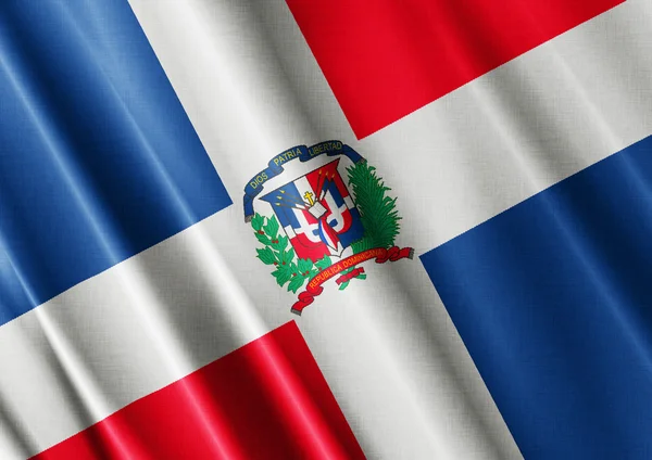 ドミニカ共和国手を振る旗を閉じる — ストック写真