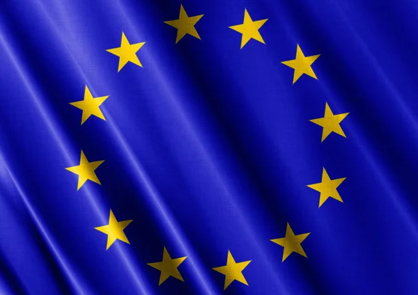 유럽 연합 흔들며 깃발 닫기 — 스톡 사진