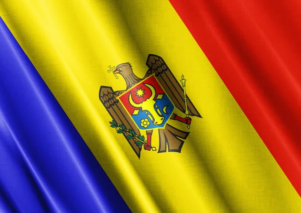 Moldavia ondeando bandera cerrar — Foto de Stock