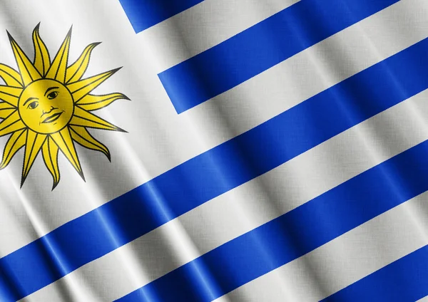 Κλείστε κυματίζει σημαία της Ουρουγουάης — Φωτογραφία Αρχείου