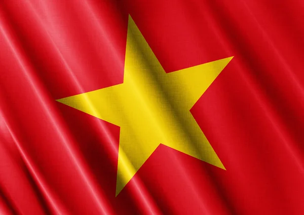 Vietnam viftande flagga nära — Stockfoto