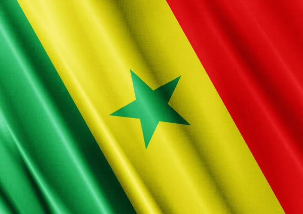 Senegal ondeando bandera cerrar — Foto de Stock