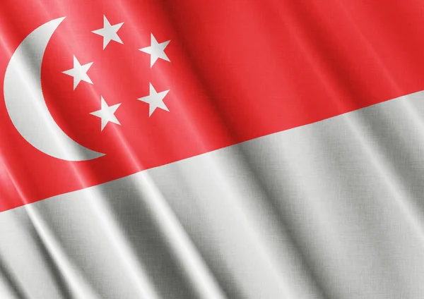 Singapura acenando bandeira perto — Fotografia de Stock