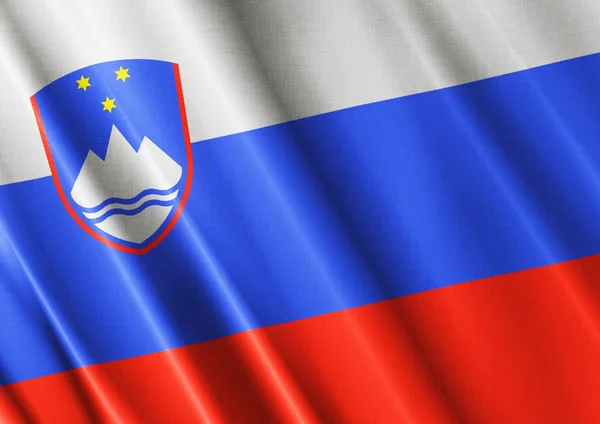 Slovenien viftande flagga nära — Stockfoto