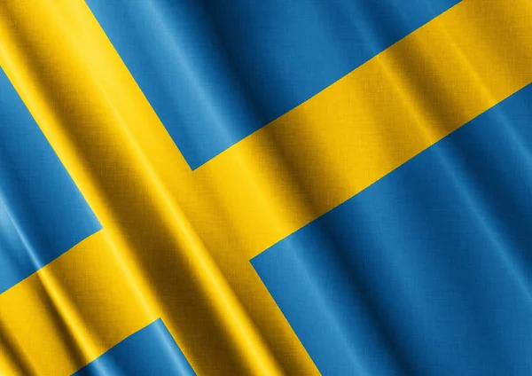 Sverige viftande flagga nära — Stockfoto