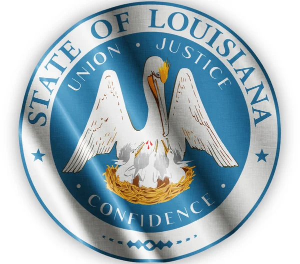 Louisiana seal viftande flagga nära — Stockfoto