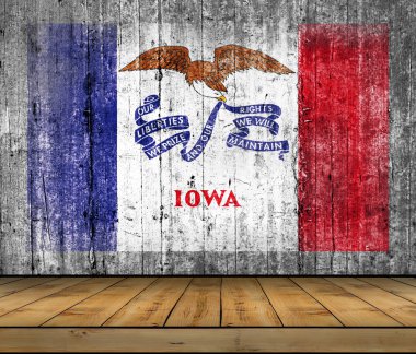 Iowa bayrağı ahşap zemin ile beton