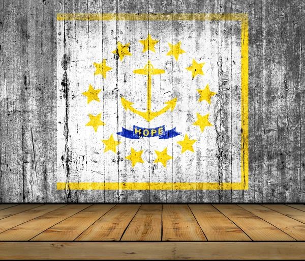 Bandera de hormigón Rhode Island con suelo de madera — Foto de Stock