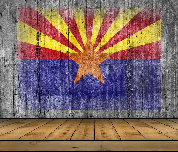 Arizona konkreta flagga med trägolv — Stockfoto
