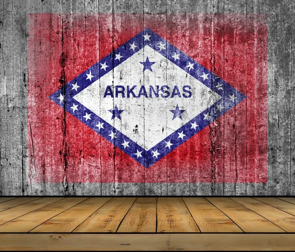 Bandera de hormigón Arkansas con piso de madera — Foto de Stock