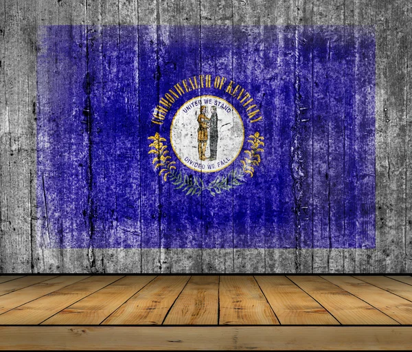 Bandera de hormigón Kentucky con piso de madera —  Fotos de Stock