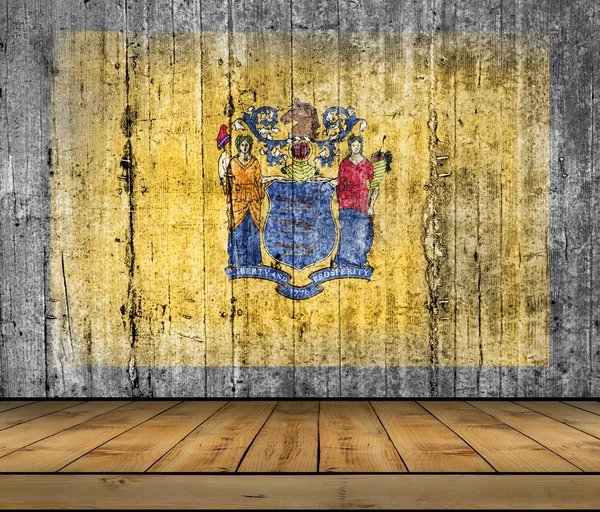 New Jersey bandiera di cemento con pavimento in legno — Foto Stock