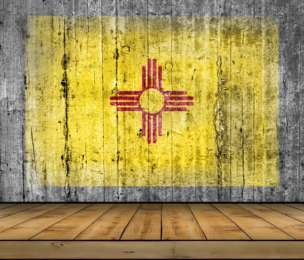 New Mexico concrete flag with wooden floor — Stock Photo, Image