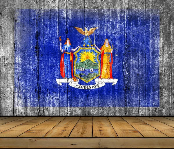 Bandera de hormigón de Nueva York con suelo de madera —  Fotos de Stock