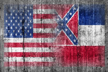 Beton duvar ABD ve Mississippi bayrağı 